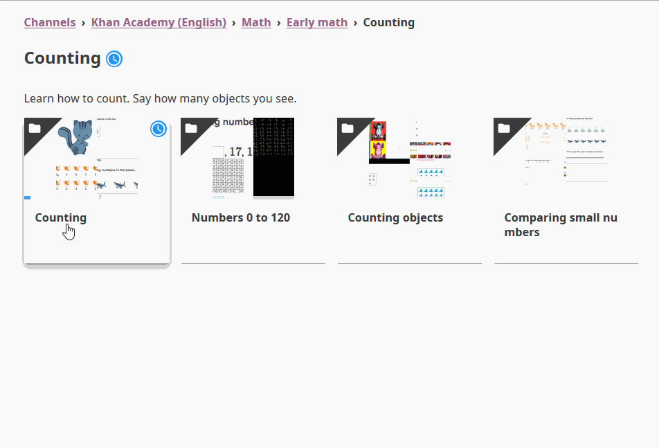 Khan Academy - Early Learners content